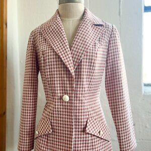"Koret of California" brown & white checked VINTAGE jacket / See measurements